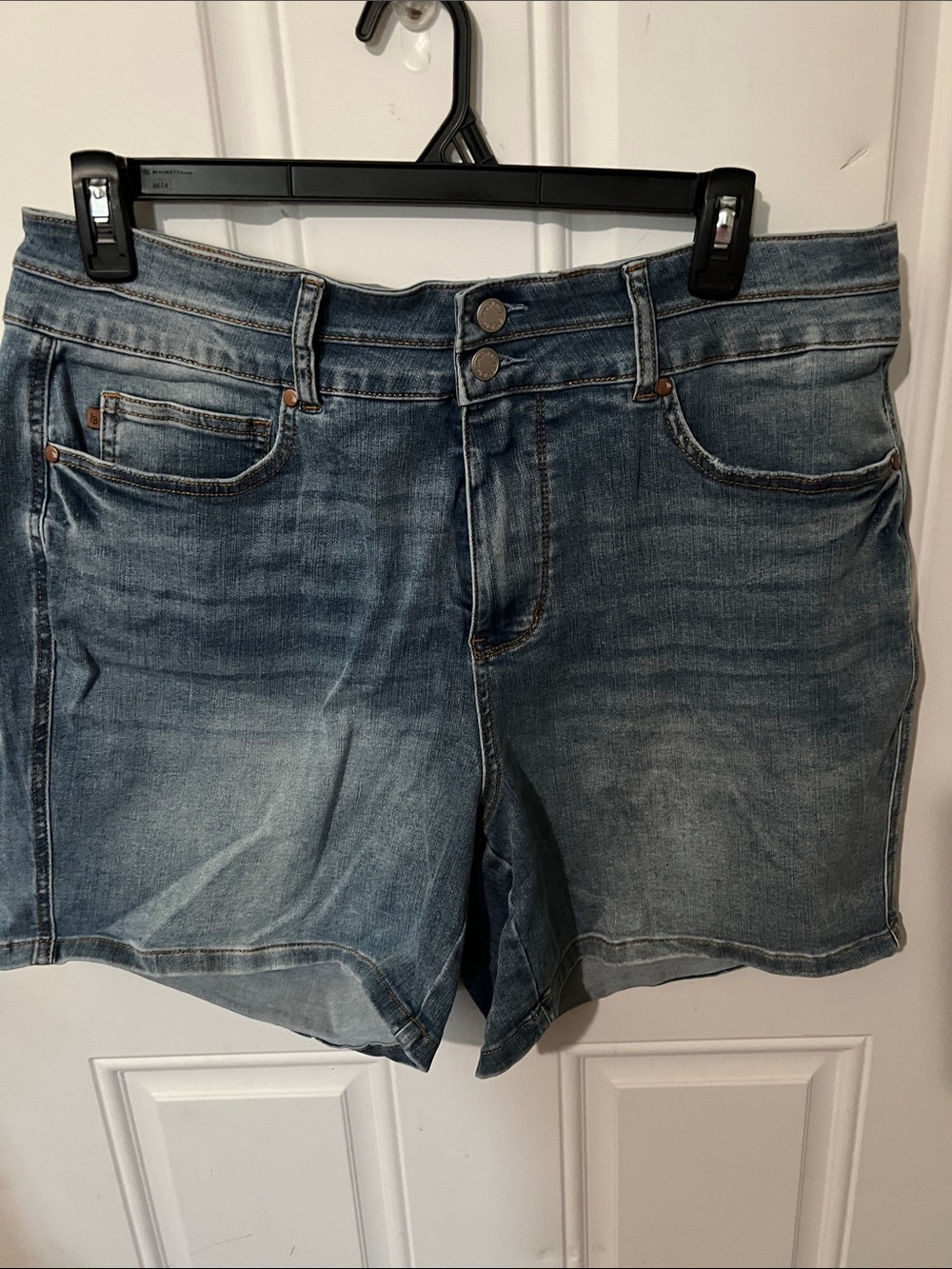 Judy Blue Washed Blue Double-Button Jean Shorts